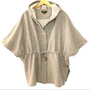 EDDIE BAUER Wool Blend Hooded Snap Side Poncho